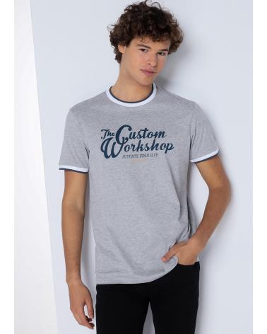SIX VALVES KURZARM-JACQUARD-T-SHIRT MIT GUMMIZUG GRAU GRIS