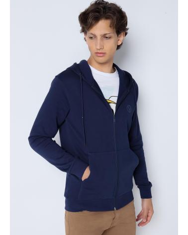 SIX VALVES BASIC KAPUZENPULLOVER MIT REISSVERSCHLUSS BLAU AZUL