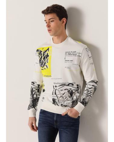 SIX VALVES BEDRUCKTER RUNDHALS-SWEATSHIRT WEISS BLANCO
