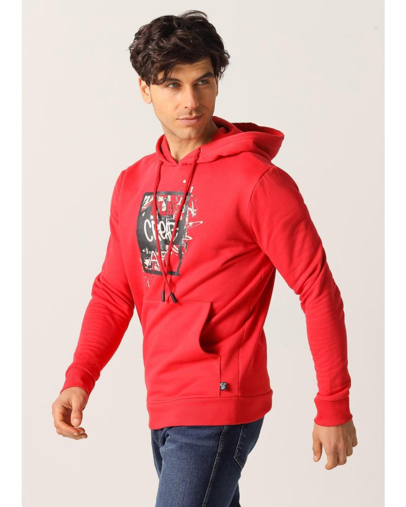SIX VALVES HOODIE KÄNGURUTASCHE MIT STREET ART GRAFIK ROT ROJO