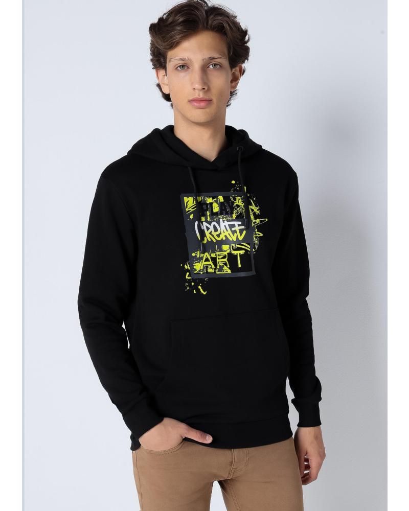 SIX VALVES HOODIE KÄNGURUTASCHE MIT STREET ART GRAFIK SCHWARZ NEGRO