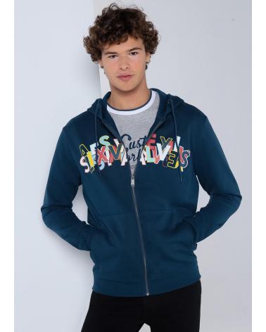 FELPA CON CAPPUCCIO ZIP SIX VALVES BLU AZUL