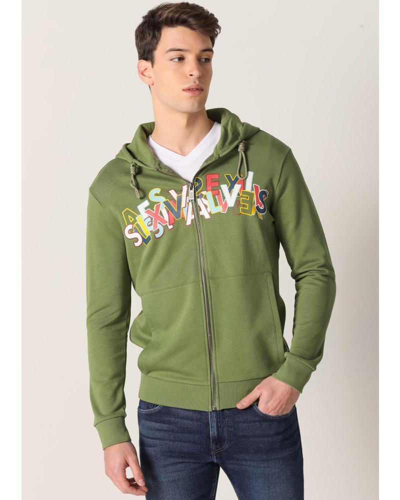 FELPA CON CAPPUCCIO ZIP SIX VALVES VERDE VERDE