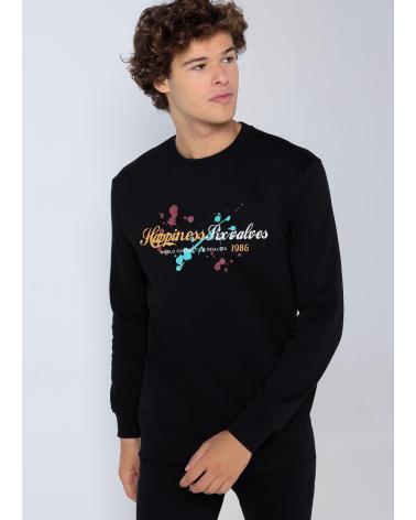 SIX VALVES RUNDHALS-SWEATSHIRT IN SCHWARZ MIT GRAFIKDRUCK NEGRO