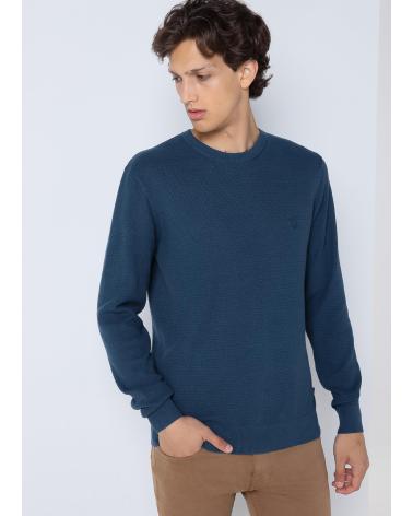 SIX VALVES BASIC RUNDHALSPULLOVER BLAU AZUL