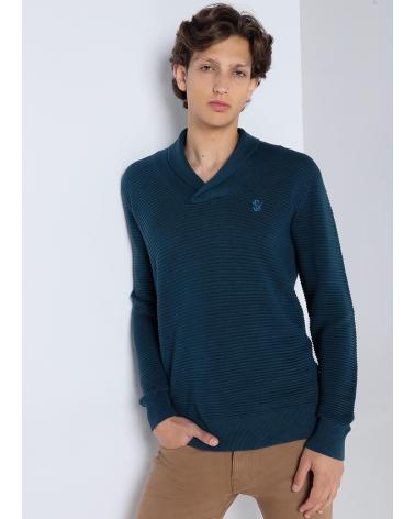 SIX VALVES PULLOVER SCHALKRAGEN HERREN - MARINEBLAU AZUL
