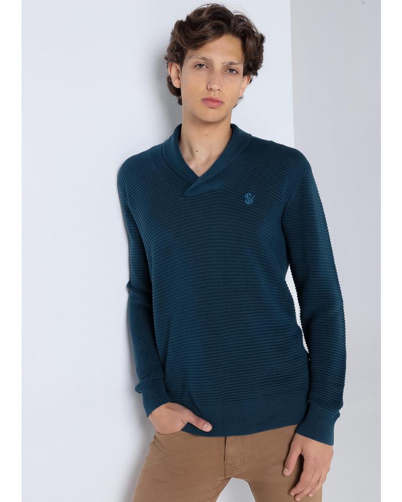 SIX VALVES PULLOVER SCHALKRAGEN HERREN - MARINEBLAU AZUL