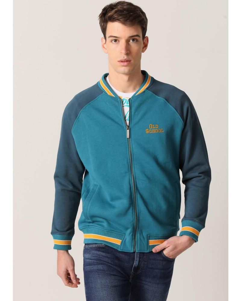 BLAUER BESTICKTER BOMBERJACKE SIX VALVES AZUL