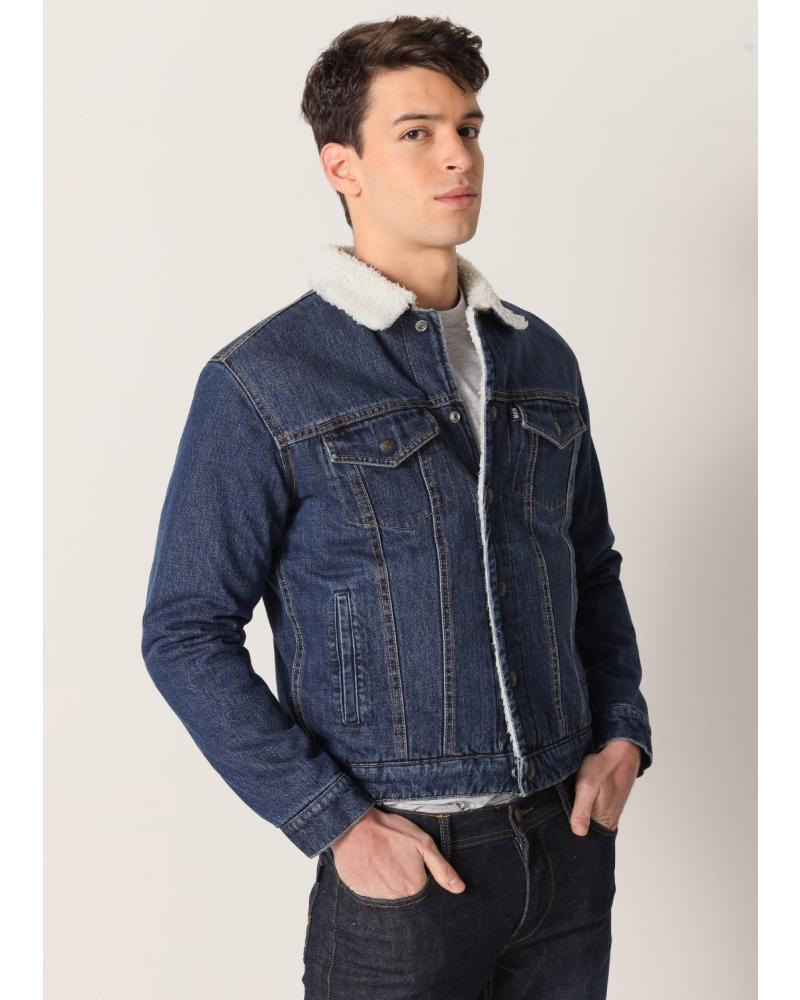 BLAUE JEANSJACKE MIT SHERPA-FUTTER SIX VALVES AZUL