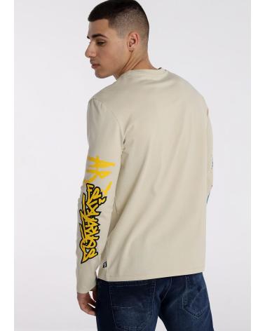 SIX VALVES CAMISETA MANGA LARGA BEIGE CON ESTAMPADO GRÁFICO BEIGE