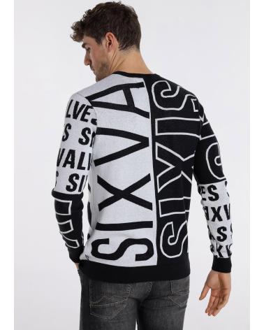 SIX VALVES MAGLIONE GIROCOLLO STAMPA GRAFICA NERA NEGRO