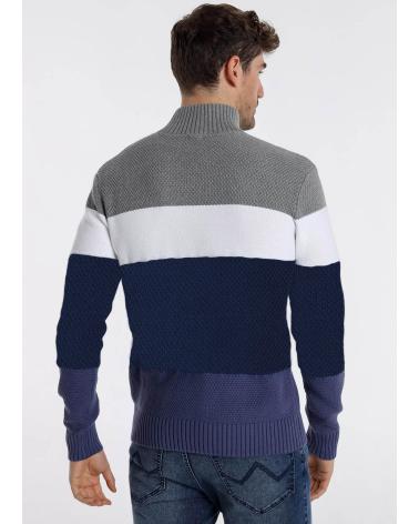 SIX VALVES ROLLKRAGENPULLOVER FARBBLÖCKE GRAU WEISS MARINEBLAU ESTAMPADO-MULTICOLOR