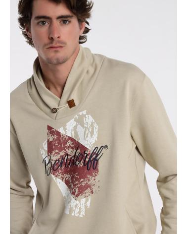 BENDORFF COL ROND AVEC IMPRIMÉ GRAPHIQUE ET BOUTONS - SABLE BLANCO