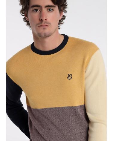 BENDORFF MEHRFARBIGER STRICKPULLOVER MIT RUNDHALSAUSSCHNITT UND FARBBLÖCKEN GRANATE