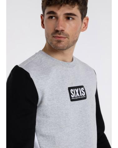 SIX VALVES SWEAT COL ROND GRIS ET NOIR GRIS