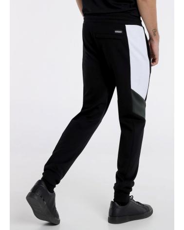 SIX VALVES PANTALON JOGGER NOIR À PANNEAUX LATÉRAUX BLANCS NEGRO