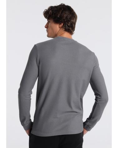 T-SHIRT MANICHE LUNGHE SIX VALVES GRIGIA CON TASCA GRIS