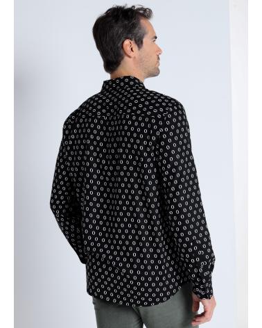 CAMICIA BENDORFF IN VISCOSA NERA A MANICHE LUNGHE CON MINIPRINT NEGRO