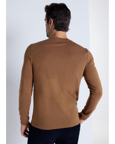 T-SHIRT BENDORFF À MANCHES LONGUES BRODÉ EN RELIEF MARRON MARRóN