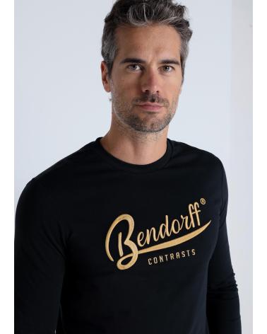 T-SHIRT BENDORFF À MANCHES LONGUES BRODÉ EN RELIEF NOIR NEGRO