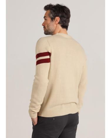 BENDORFF MAGLIONE COLLO TONDO PATCH CHENILLE BDF BIANCO BLANCO