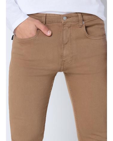 SIX VALVES SUPER SKINNY DENIMHOSE CAMELBRAUN MIT MITTLERER LEIBHÖHE MARRON