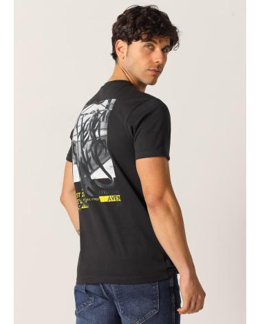 SIX VALVES KURZARM-T-SHIRT STREET PRINT SCHWARZ NEGRO