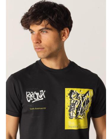 SIX VALVES KURZARM-T-SHIRT STREET PRINT SCHWARZ NEGRO