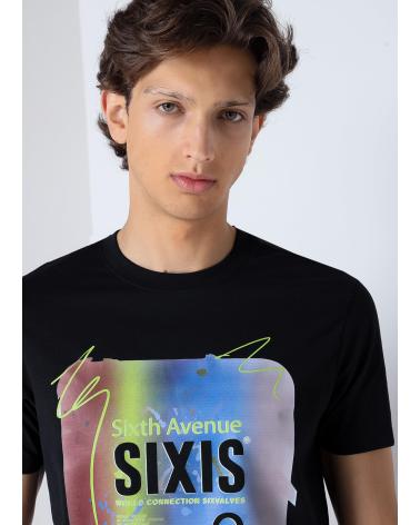 SIX VALVES KURZARM-T-SHIRT MIT FARBVERLAUF-PRINT SCHWARZ NEGRO