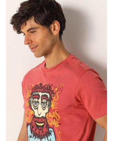 SIX VALVES KURZARM-T-SHIRT MIT GRAFIKPRINT GRANATROT GRANATE
