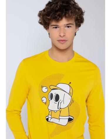 SIX VALVES GRAFIK-LANGARMSHIRT 'SKATER-SCHÄDEL' GELB AMARILLO
