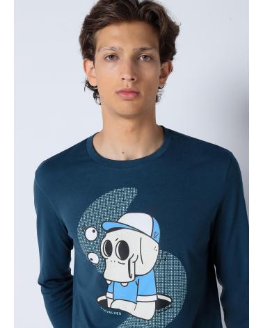 SIX VALVES LANGARM-SHIRT MIT GRAFIKPRINT BLAU AZUL