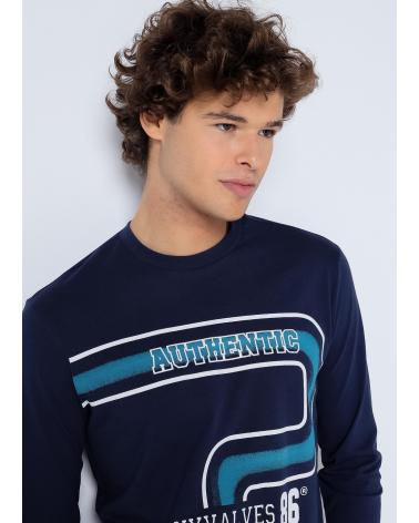 SIX VALVES LANGARMSHIRT AUTHENTIC 86 BLAU AZUL