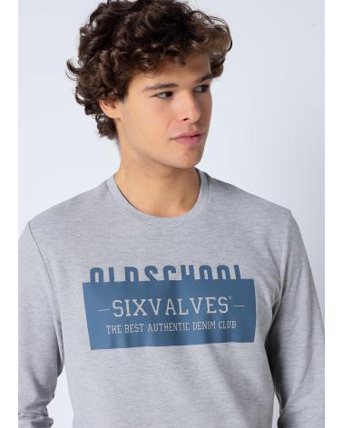 SIX VALVES LANGARM-PIQUÉ-T-SHIRT RUNDHALS GRAU GRIS