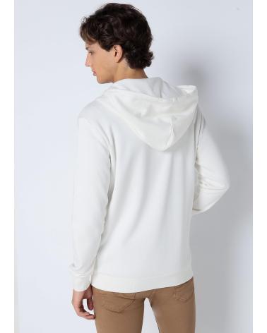 SIX VALVES BASIC KAPUZENPULLOVER MIT REISSVERSCHLUSS, WEISS BLANCO