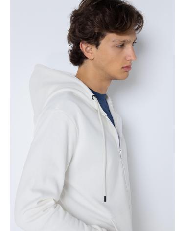 SIX VALVES BASIC KAPUZENPULLOVER MIT REISSVERSCHLUSS, WEISS BLANCO