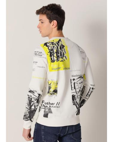 SIX VALVES BEDRUCKTER RUNDHALS-SWEATSHIRT WEISS BLANCO