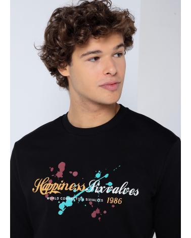 SIX VALVES RUNDHALS-SWEATSHIRT IN SCHWARZ MIT GRAFIKDRUCK NEGRO