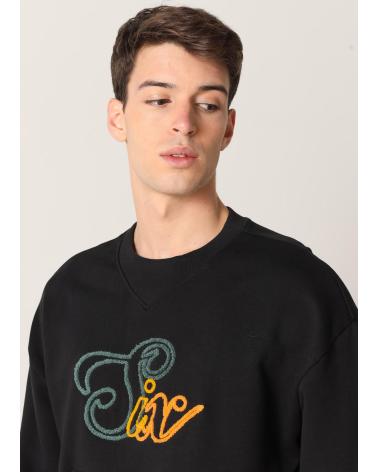 SIX VALVES CHENILLE RUNDHALS-SWEATSHIRT SCHWARZ NEGRO
