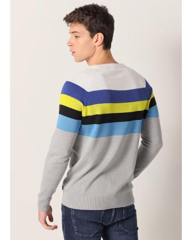 SIX VALVES RINGELPULLOVER RUNDHALS RAGLANÄRMEL GRAU GRIS