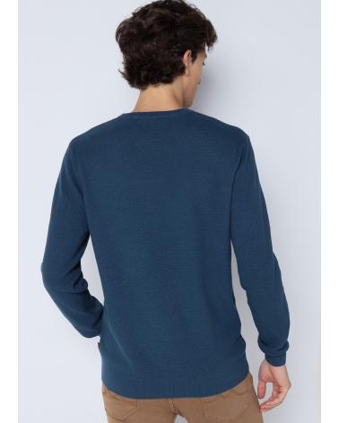SIX VALVES BASIC RUNDHALSPULLOVER BLAU AZUL