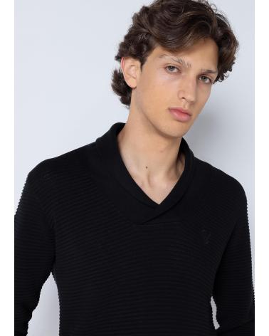SIX VALVES JERSEY DE CUELLO CRUZADO NEGRO NEGRO