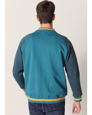 BLAUER BESTICKTER BOMBERJACKE SIX VALVES AZUL