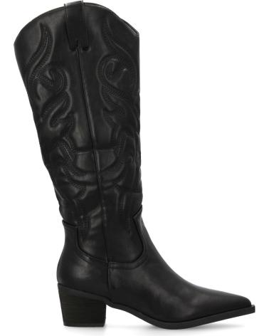 PUNTOSALAO HOHE COWBOYSTIEFEL MIT MITTLEREM ABSATZ SCHWARZ VARIOS COLORES