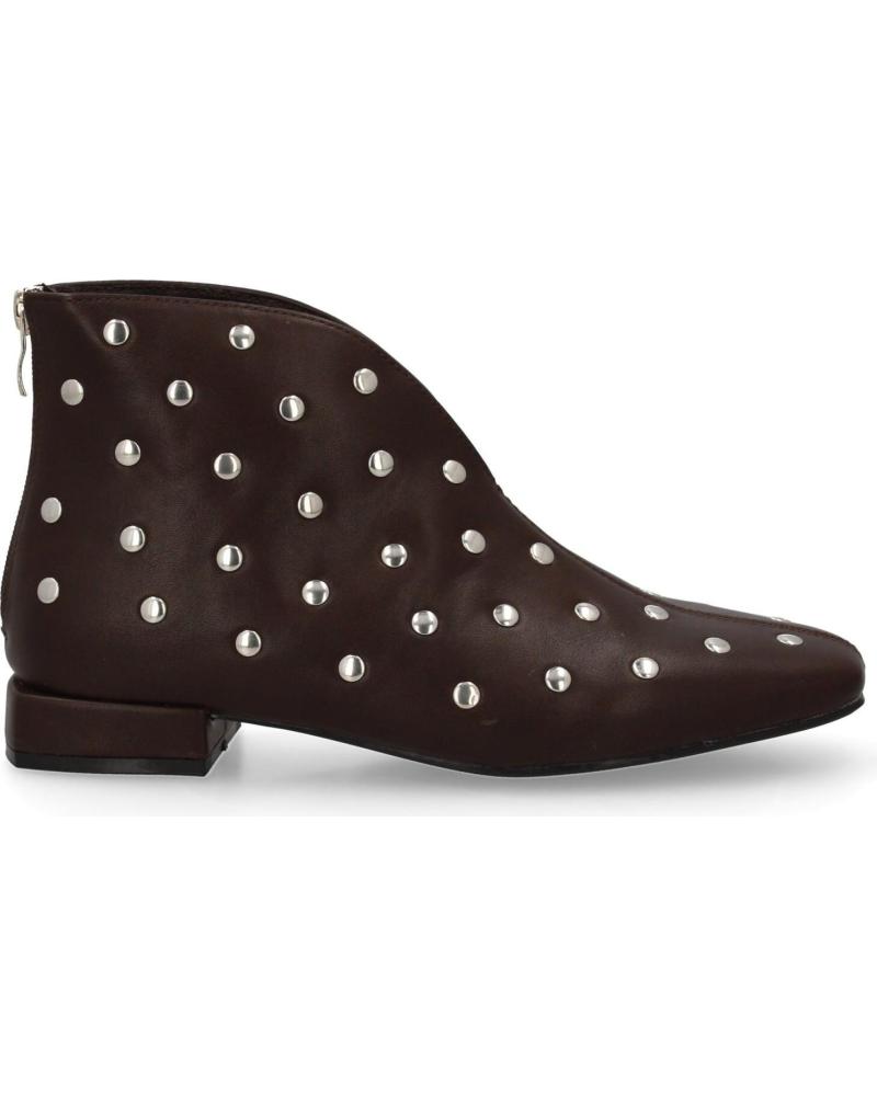 PUNTOSALAO BOTINES BAJOS PLANOS TACHUELAS PARA MUJER COLOR CAFE S-5512 VARIOS COLORES