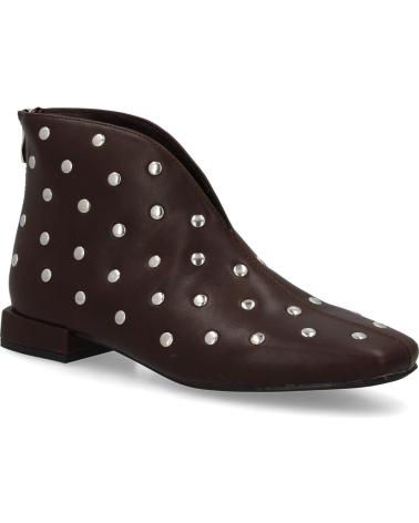 PUNTOSALAO BOTINES BAJOS PLANOS TACHUELAS PARA MUJER COLOR CAFE S-5512 VARIOS COLORES