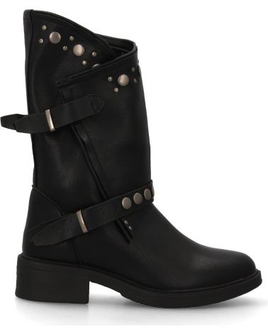PUNTOSALAO BOTAS ESTILO MOTERO HEBILLAS Y TACUELAS COLOR NEGRO PARA MUJ VARIOS COLORES