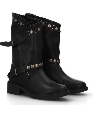 PUNTOSALAO BOTAS ESTILO MOTERO HEBILLAS Y TACUELAS COLOR NEGRO PARA MUJ VARIOS COLORES