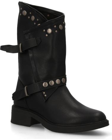 PUNTOSALAO BOTAS ESTILO MOTERO HEBILLAS Y TACUELAS COLOR NEGRO PARA MUJ VARIOS COLORES