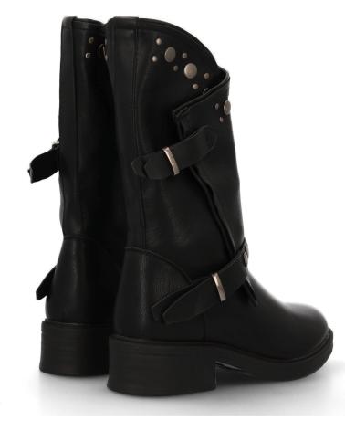 PUNTOSALAO BOTAS ESTILO MOTERO HEBILLAS Y TACUELAS COLOR NEGRO PARA MUJ VARIOS COLORES
